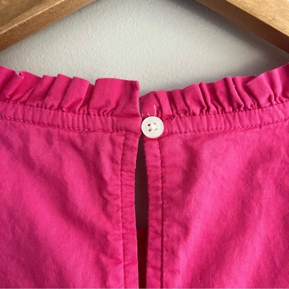 J. Crew Hot Pink Sleeveless Ruffle-Neck Tank with Orange Floral Trim 3X - Picture 9 of 14